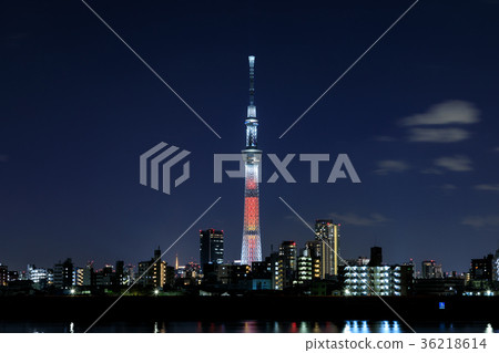 圖庫照片: 城市景觀 夜景 東京晴空塔