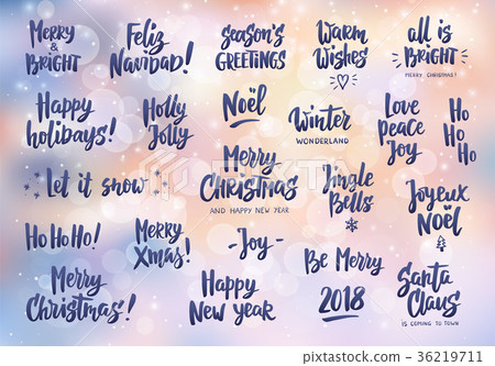 Set of holiday greeting quotes and wishes. Hand Set of holiday greeting quotes and wishes. Hand 36219711