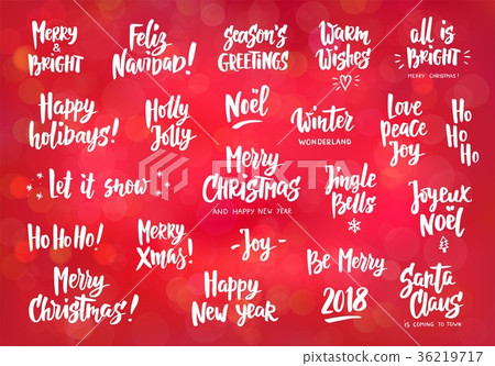 Set of holiday greeting quotes and wishes. Hand Set of holiday greeting quotes and wishes. Hand 36219717