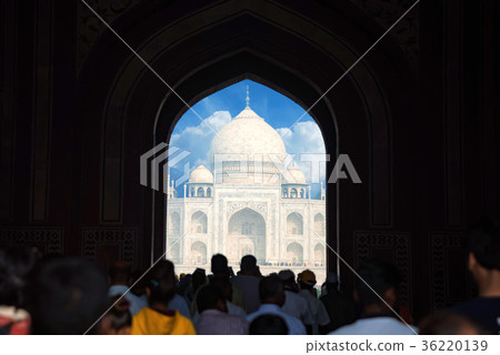 Taj Mahal scenic gate view in Agra, India. 36220139