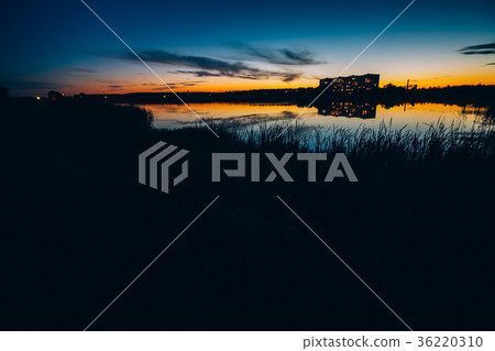 Night landscape with a residential house Night landscape with a residential house 36220310