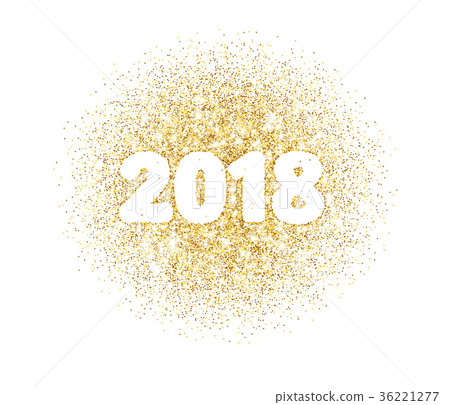 2018 glitter typography design. Golden sparkling 36221277