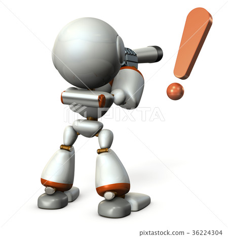 Cute robot looking behind a telescope (back view) 36224304