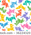 Vector Origami Dog Seamless Background 36224320