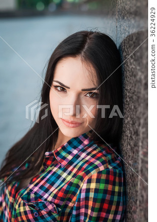 hipster girl near wall 36224929
