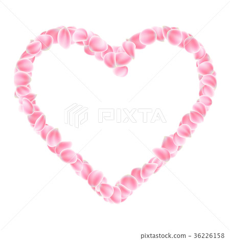 Pink petals heart isolated. EPS 10 vector 36226158