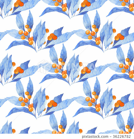 Seamless watercolor realistic pattern with holly 36226782