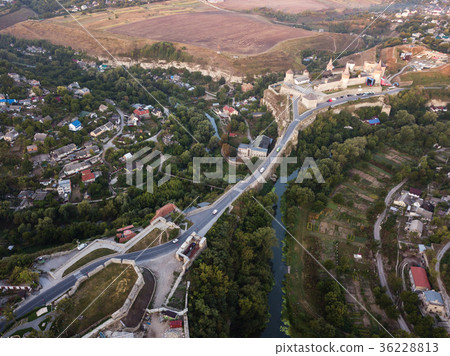 Aerial view of Kamianets-Podilskyi castle 36228813