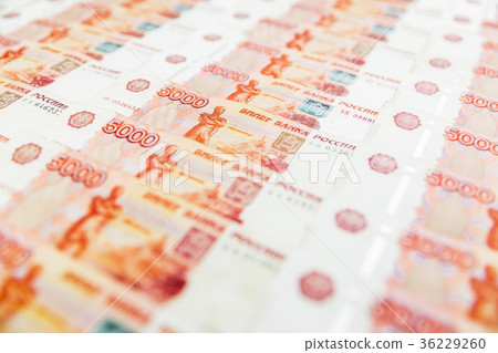 Russian paper banknote 5000 rubles background Russian paper banknote 5000 rubles background 36229260