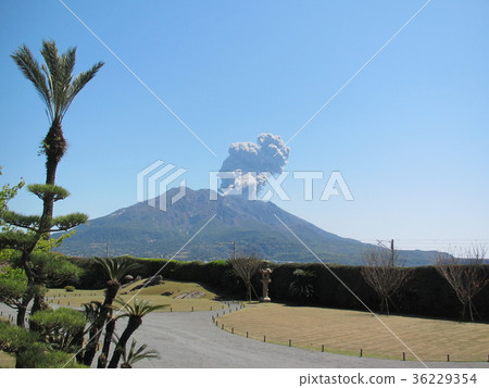 Sakurajima which raises plume 36229354