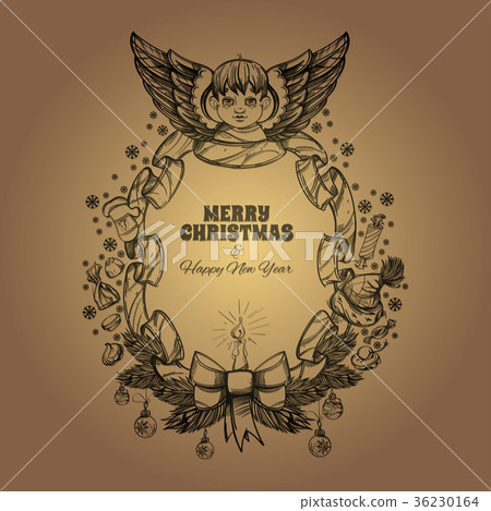 Beautiful angel with a frame made of ribbon 36230164