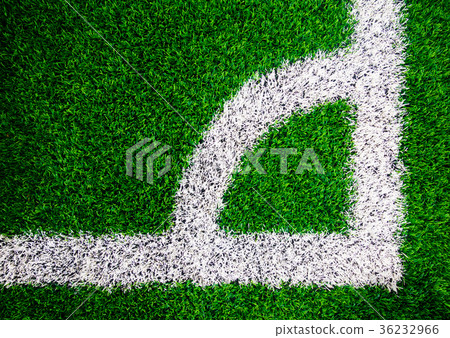 White line of Coner kick area on a soccer field White line of Coner kick area on a soccer field 36232966