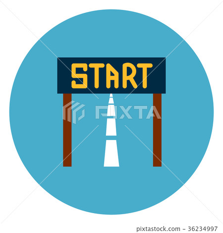 Start Race Icon Web Button On Round Blue Start Race Icon Web Button On Round Blue 36234997