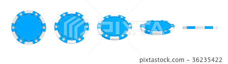 3d rendering of a single blue casino chip shown in 3d rendering of a single blue casino chip shown in 36235422
