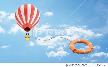 3d rendering of a low view on a hot air balloon 3d rendering of a low view on a hot air balloon 36235437