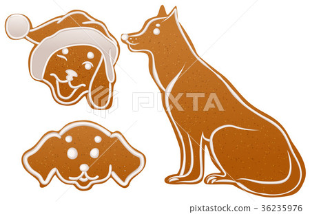 Set dog gingerbread cookie. Christmas ginger snap Set dog gingerbread cookie. Christmas ginger snap 36235976