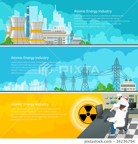 Nuclear Power Plant Horizontal Banners with Text Nuclear Power Plant Horizontal Banners with Text 36236794
