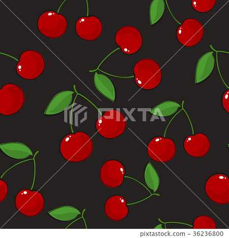 Seamless Pattern ,Cherry on Gray Background Seamless Pattern ,Cherry on Gray Background 36236800