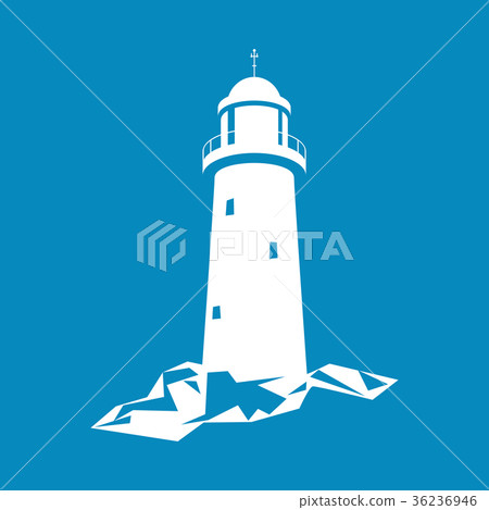 Lighthouse Isolated on Blue Lighthouse Isolated on Blue 36236946