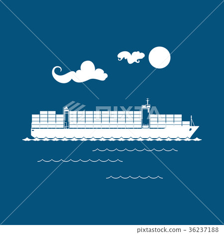 Cargo Container Ship Isolated on Blue Cargo Container Ship Isolated on Blue 36237188