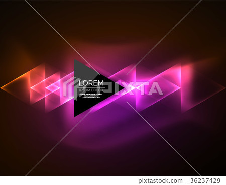 Color neon glowing triangles, abstract background 36237429