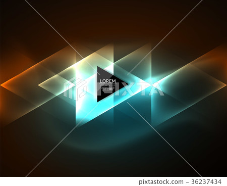 Color neon glowing triangles, abstract background 36237434