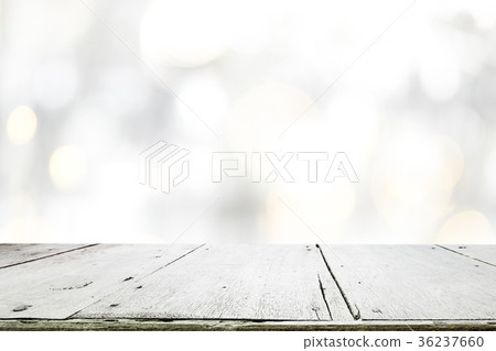 Wood table top on white bokeh abstract background 36237660