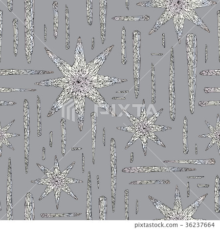 Hand drawn crystals pattern. Abstract stars Hand drawn crystals pattern. Abstract stars 36237664