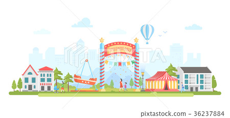 Amusement park - modern flat design style vector - Stock Illustration ...