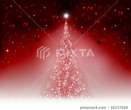 Christmas red background with spruce and balls - Stock Illustration ...