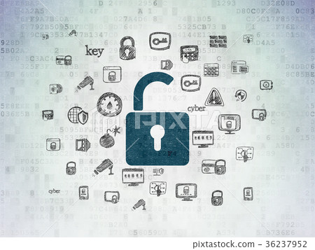 Safety concept: Opened Padlock on Digital Data Safety concept: Opened Padlock on Digital Data 36237952