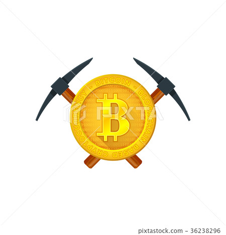 Bitcoin currency mining logo sign. Bitcoin currency mining logo sign. 36238296