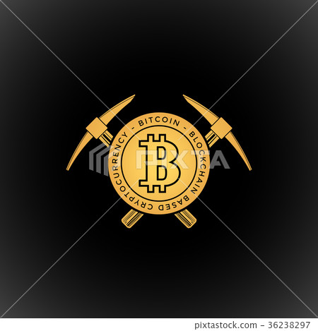 Bitcoin currency mining logo sign. Bitcoin currency mining logo sign. 36238297