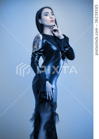 attractive tattoo girl in laxex clothes 36239585