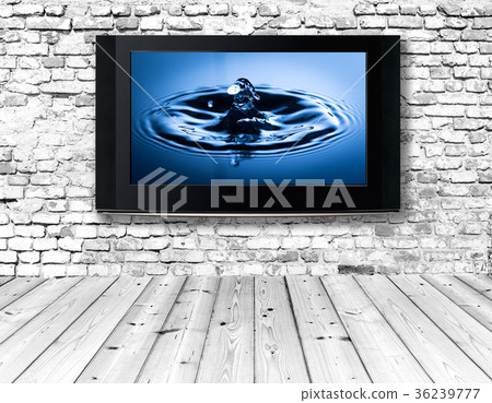 television set on an old wall 36239777
