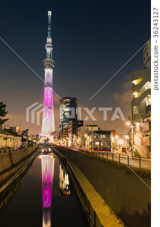 Tokyo Skytree at night time with Tokyo cityscape. Tokyo Skytree at night time with Tokyo cityscape. 36243127