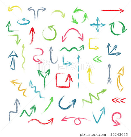 Hand drawn arrows set made of chalk or pastel - Stock Illustration ...