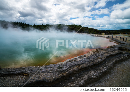 Champagne pool in Rotorua, New Zealand at Sunrise 36244933