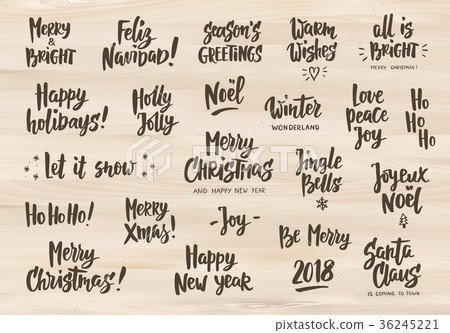 Set of holiday greeting quotes and wishes. Hand 36245221