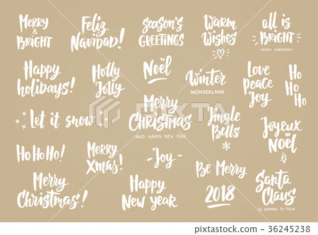 Set of holiday greeting quotes and wishes. Hand 36245238