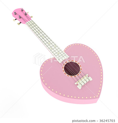 Ukulele sweet pink heart isolated 36245703