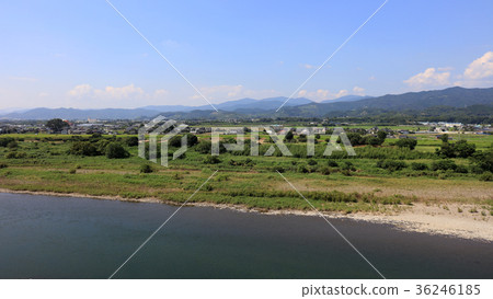 [Airborne] Asakura City, Fukuoka Prefecture Asuka City / Ukiha City in July 2016 before the heavy rainfall in northern Kyushu (photographed from the Chikugo River sky in midsummer) 36246185
