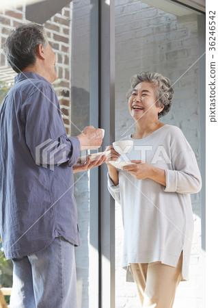 Family, old couple, husband, wife, teacup, rest 36246542