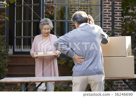 Family, old couple, husband, wife, box, waist, backache Family, old couple, husband, wife, box, waist, backache 36246690