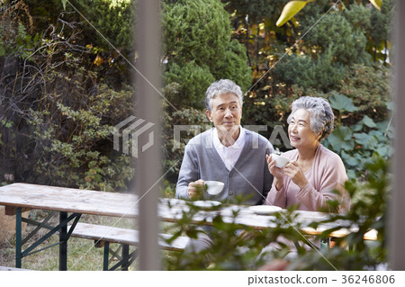 Family, old couple, husband, wife, garden, mug Family, old couple, husband, wife, garden, mug 36246806