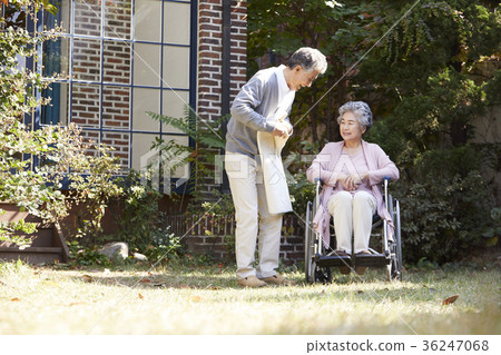 Family, old couple, husband, wife, wheelchair 36247068