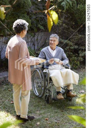Family, old couple, husband, wife, wheelchair Family, old couple, husband, wife, wheelchair 36247085