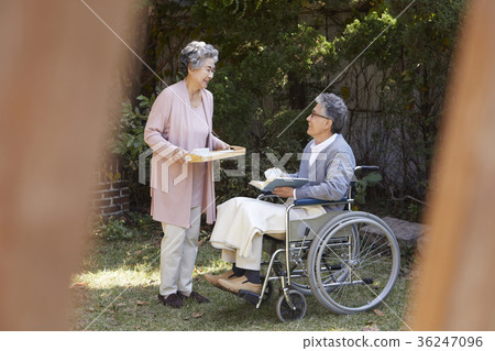 Family, old couple, husband, wife, wheelchair Family, old couple, husband, wife, wheelchair 36247096