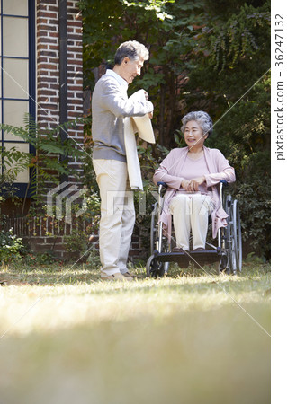 Family, old couple, husband, wife, wheelchair Family, old couple, husband, wife, wheelchair 36247132