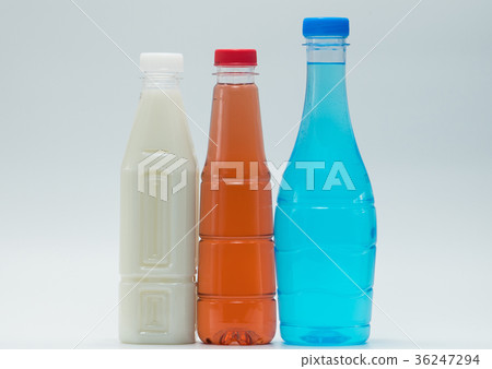 Three modern design bottles of soft drink  36247294